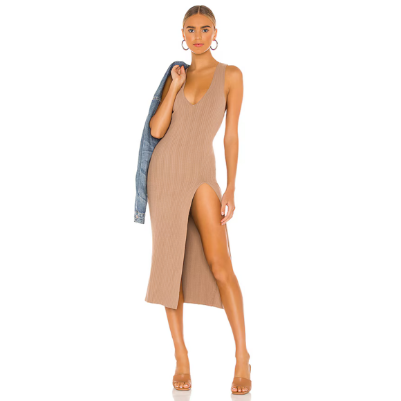 Michael Costello Dresses & Skirts - Michael Costello x REVOLVE Variegated Rib Bodycon Dress in Tan